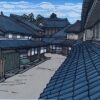 Japanese woodblock print:”Roofs in Uda”