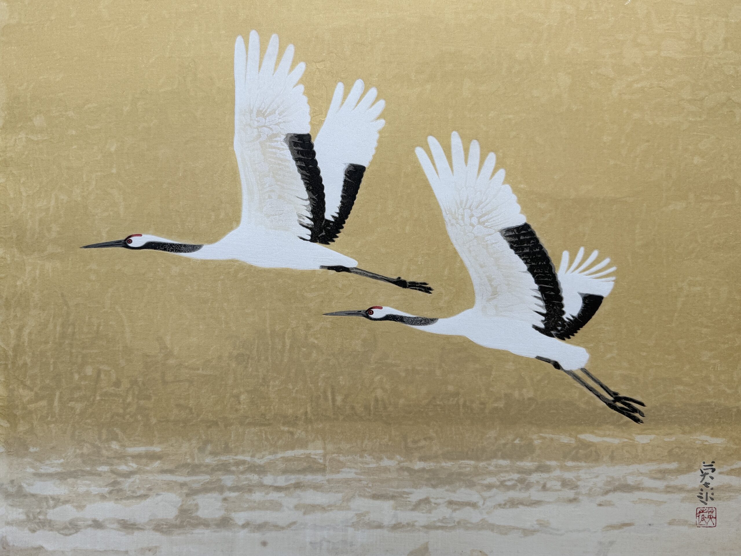 Iwahashi Eien 岩橋英遠 – Flying Cranes